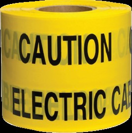 Underground Warning Tape polythene 150mm x 365mtr (printed CAUTION ELECTRIC CABLE)