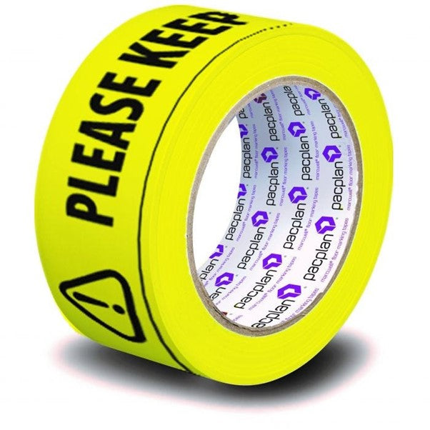 PE Tape 48mm x 33mtr Acrylic adhesive Yellow (SAFE DISTANCE) Printed on