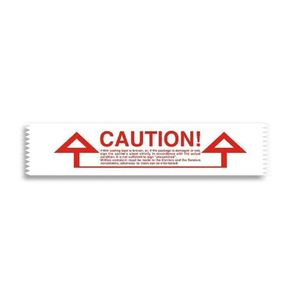 Polypropylene Tape 48mm x 66mtr Acrylic adhesive White BASE Red PRINT (CAUTION) Printed on