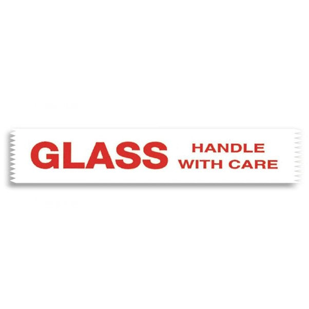 Polypropylene Tape 48mm x 66mtr Acrylic adhesive White BASE Red PRINT (GLASS HANDLE WITH CARE) Print