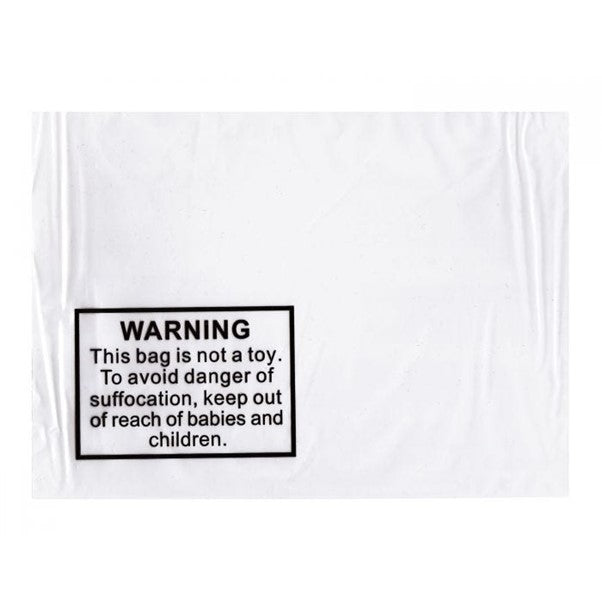 Self Seal Bags Polythene 200 x 280mm 50mu Clear (Child Warning Notice)