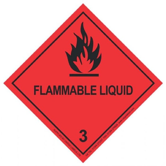 Highly Flammable Hazard Warning Labels 100 x 100mm