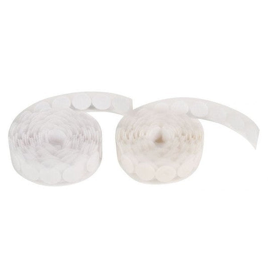 Hook and Loop Coins self-adhesive 19mm diameter white roll/125