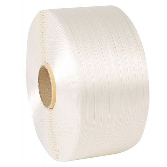 Hotmelt & Polyester Yarn Smooth Hand Strap 19mmx600mtr Cardboard Core 76x140mm 550kg Breaking Strain