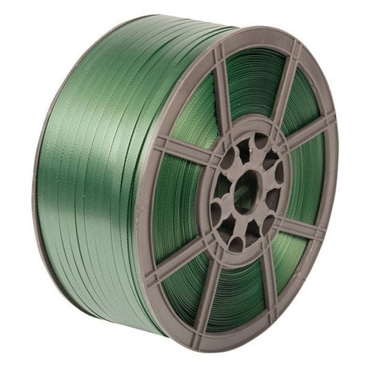 Strapping embossed polyester 12.5 x 0.55mm x 1250mtr green