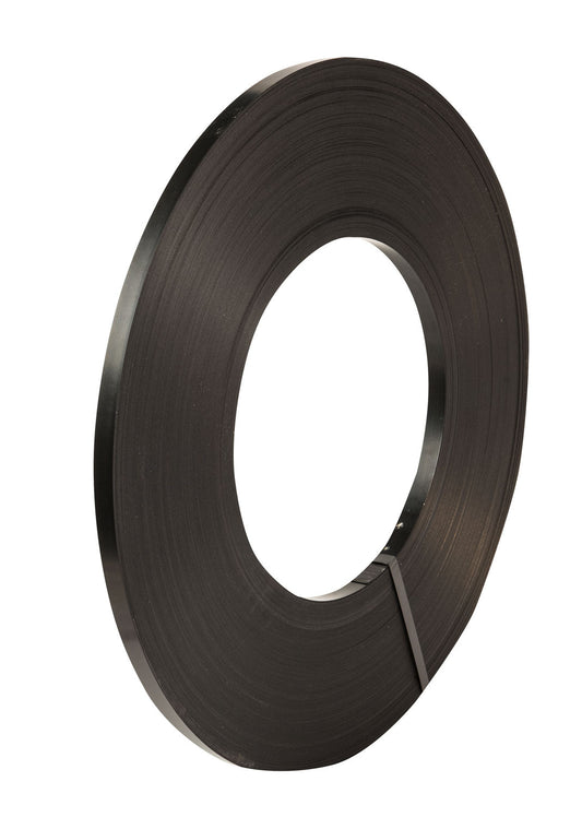Ribbon Wound Steel Smooth Hand Strap 13mmx0.5mmx395mtr No Core 560kg Breaking Strain Black