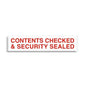 Polypropylene Tape 48mm x 66mtr Acrylic adhesive White BASE Red PRINT (CONTENTS CHECKED SECURITY SEA