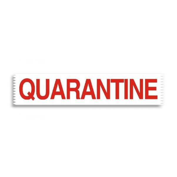 Polypropylene Tape 48mm x 66mtr Acrylic adhesive White BASE Red PRINT (QUARANTINE) Printed on