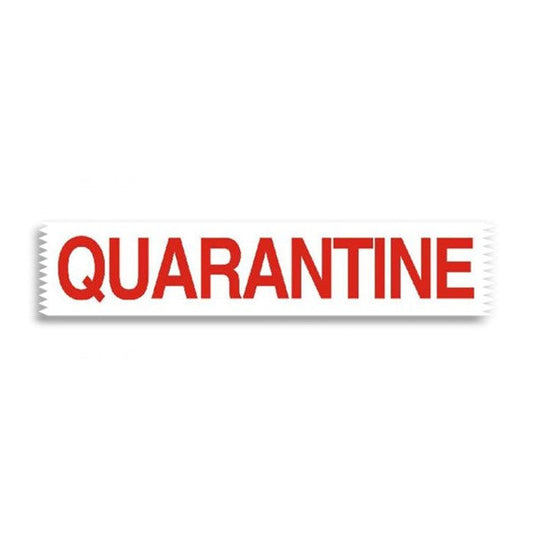 Polypropylene Tape 48mm x 66mtr Acrylic adhesive White BASE Red PRINT (QUARANTINE) Printed on