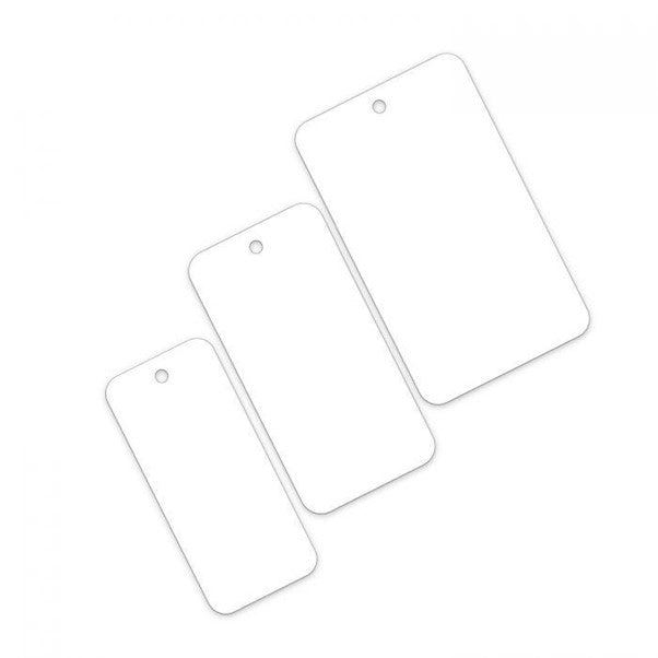 Plastic Round Cornered Tags 100 x 45mm 250mu white